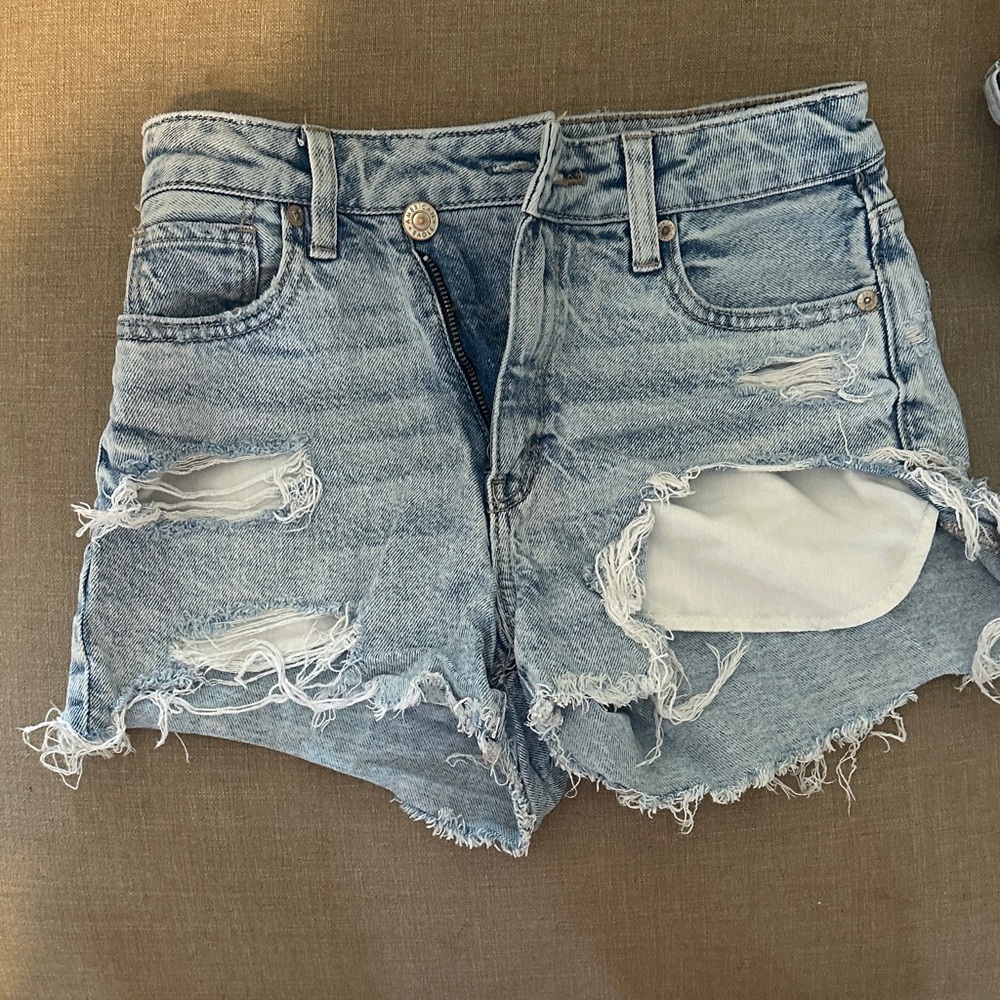 American Eagle Outfitters Light Blue Distressed Jean Shorts